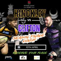 HRFC END OF SEASON FINALE PREMATCH LUNCH - Sat  10th APR vs CLIFTON