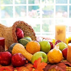 Cornucopia with fruits and vegetables