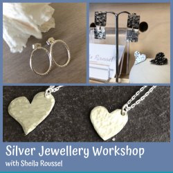 A selection of silver earrings and pendants