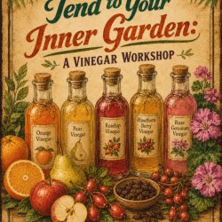 Bottles with living vinegars made from autumn produce