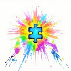 Puzzle piece with rainbow background