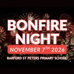 Bonfire Night text with fireworks background and date