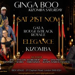 Ginga Boo  Kizomba Saturday - All Dayer - Day workshop & Party till late