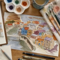 Pen & Ink wash - Quirky Buildings