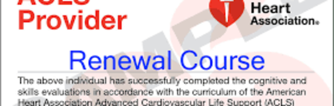 ACLS Renewal  2025 Dates $160 ($80 Down/$80 Balance at class)