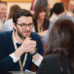 People networking at an event