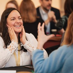 People networking at an event