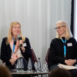 Leslie Koot and Julia May Boddewyn of the Modigliani Initiative speaking at the ICRA Conference, 2025