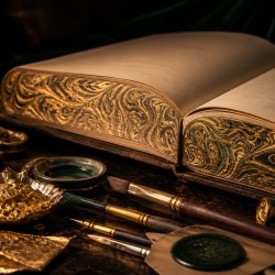 Fore-edge decorating and literary artistry.