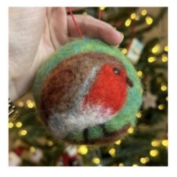 Needle felted Robin baubles