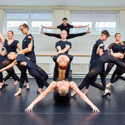 Performing arts students in the dance studio
