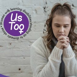 ARC England Us Too resource cover - woman with hands clasped looking worried