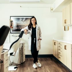 Dr. Courtney Lavigne in the treatment room at Anchor Orthodontics