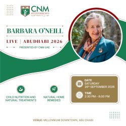 An Afternoon with Barbara O'Neill – LIVE in Abu Dhabi Presented by CNM Institute of Natural Health (UAE) & CNM UK