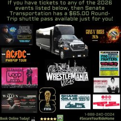 $55 VEGAS STRIP🎤EXPRESS Concert Shuttle to Allegiant Stadium (ROUND-TRIP)