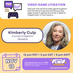 VGBA Student Fireside: "VIDEO GAME LITIGATION" with Kimberly Culp