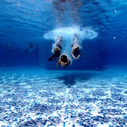 Three Swimmers Underwater