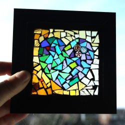 Close up of a glass-on-glass mosaic