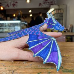 A dragon paper hand puppet