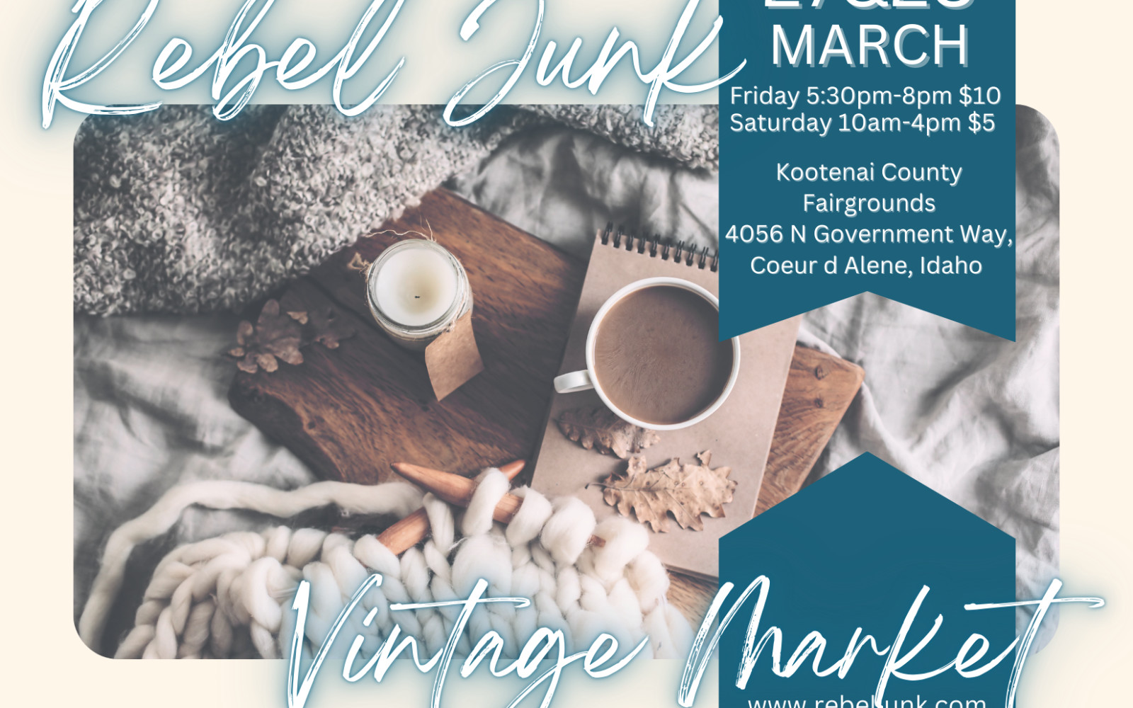 Rebel Junk Vintage Market March 27 & 28, 2026 Friday 6pm-8pm Saturday 10am-4pm