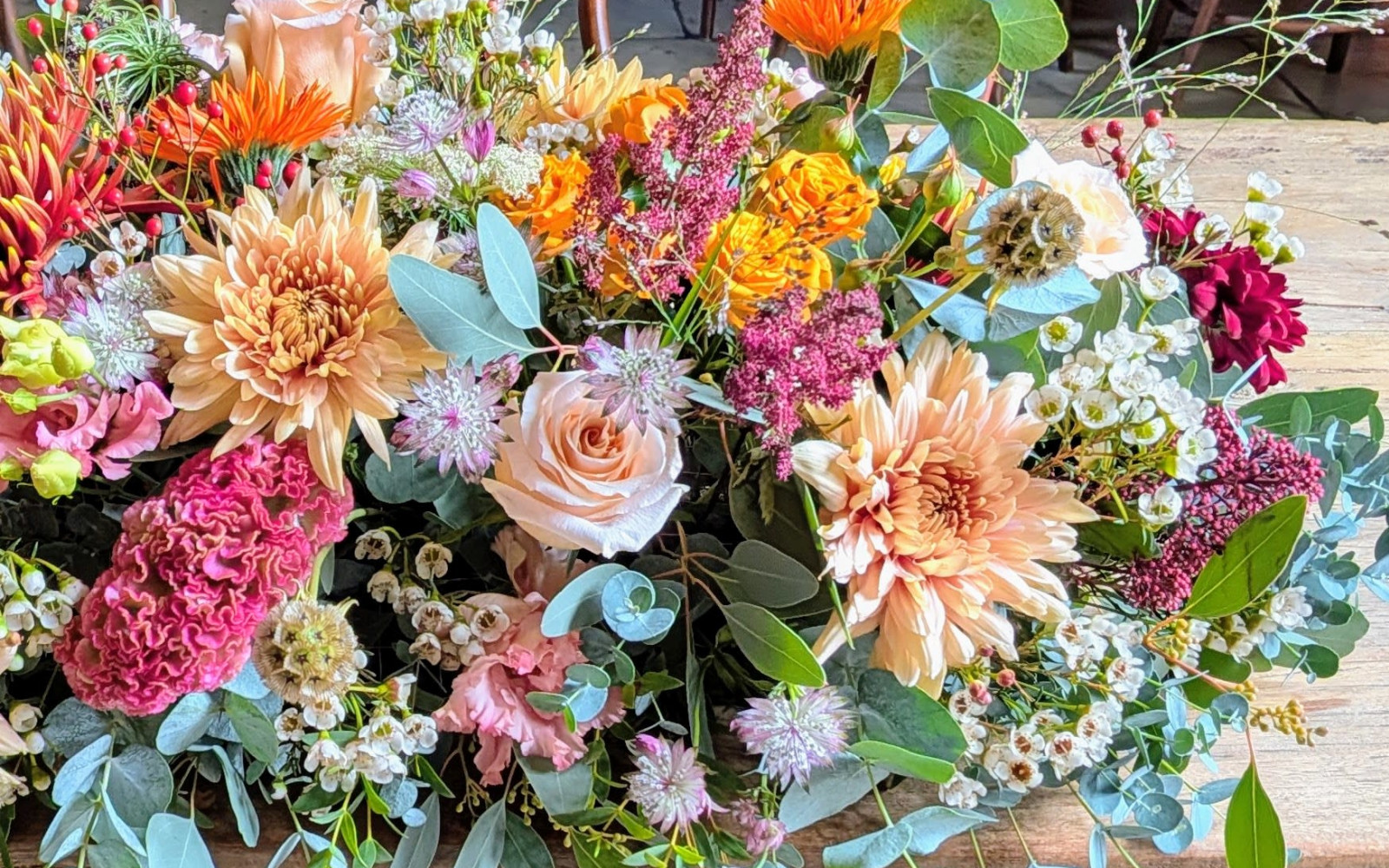 Autumn Seasonal Fresh Flower Table Centrepiece Workshop at Blyth Hall