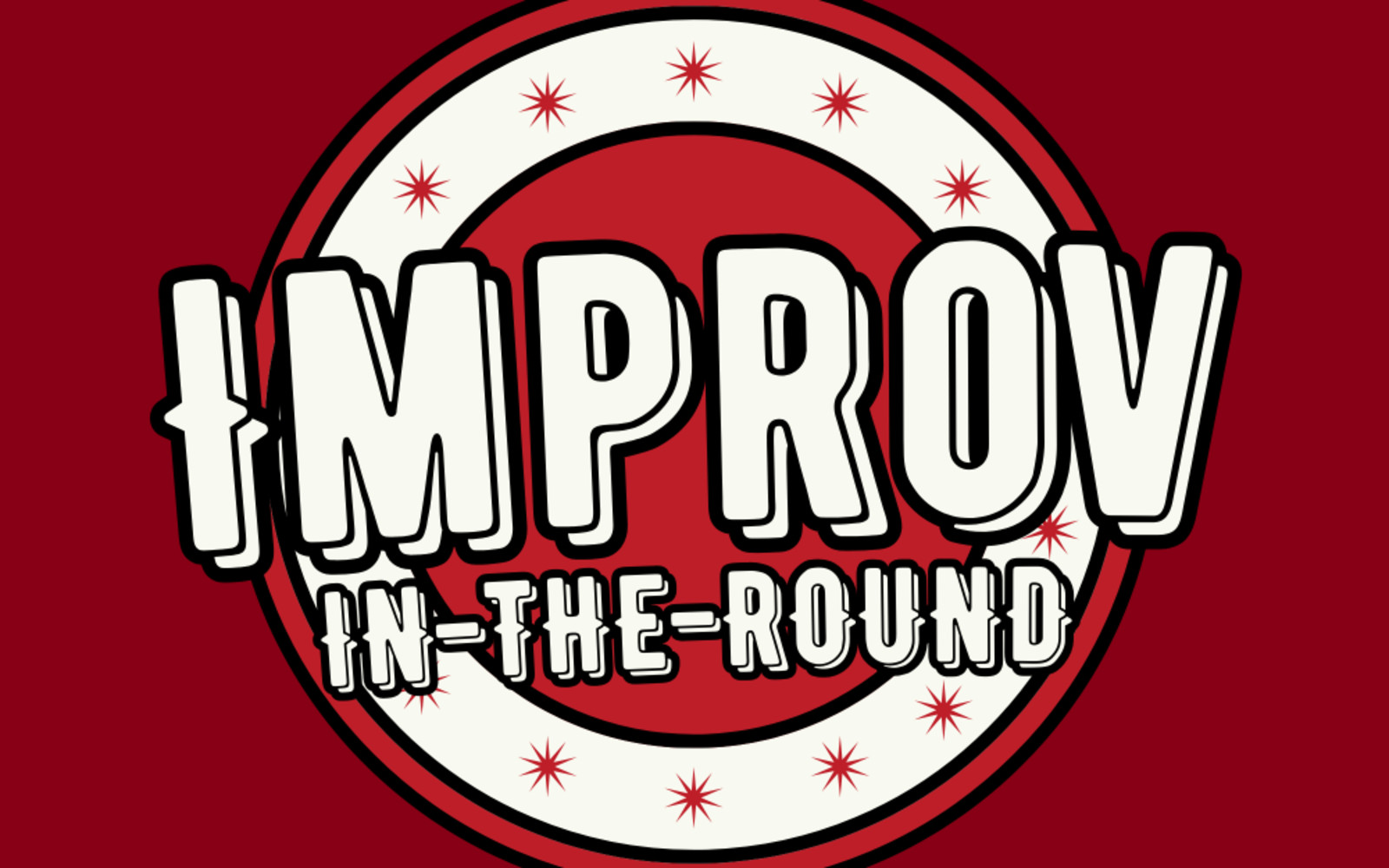 The Improv-in-the-Round logo featuring the event's name on a red and white starred circular background.