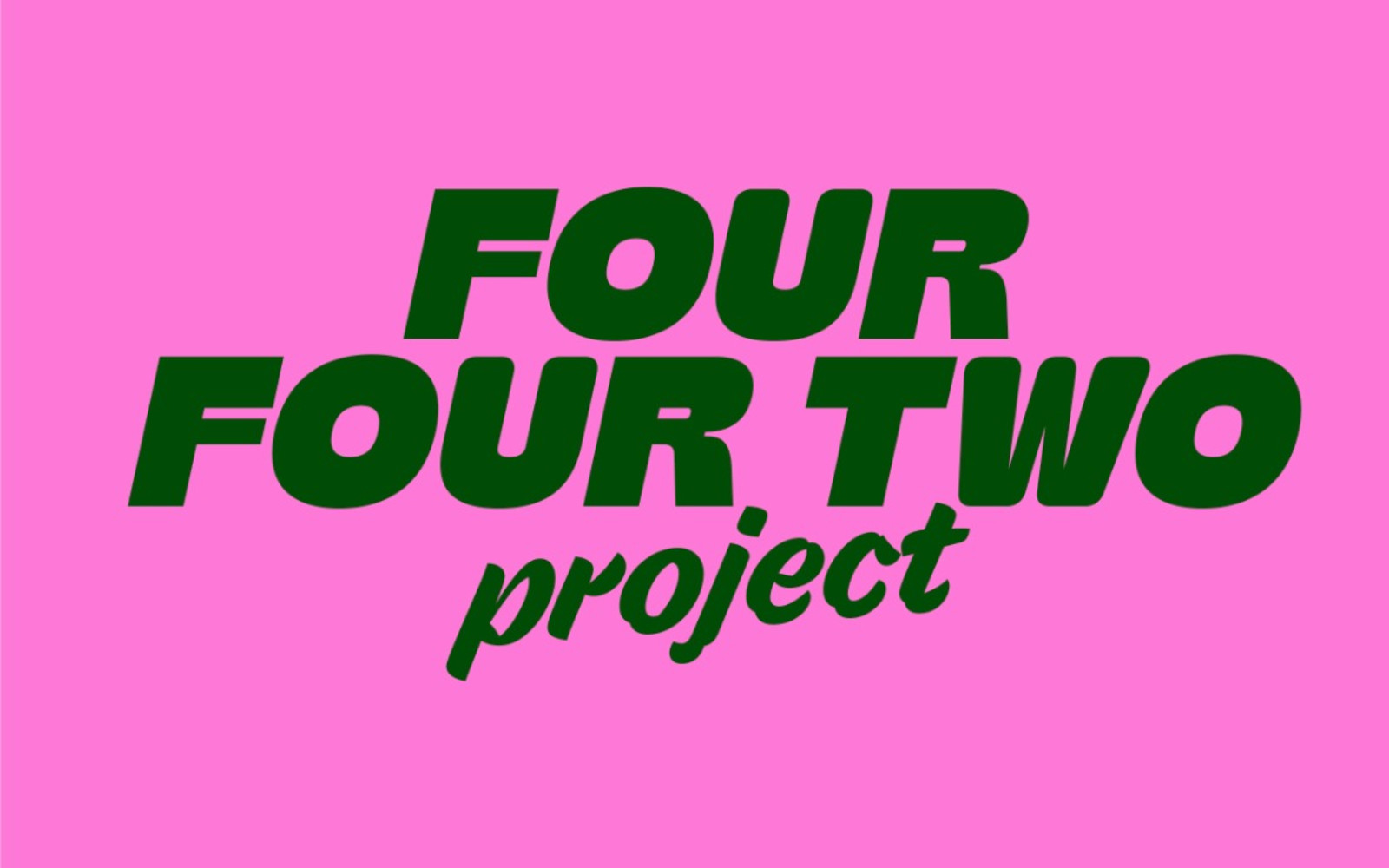 Three football players wearing a pink football shirt hold each hold up fingers to represent 4-4-2.