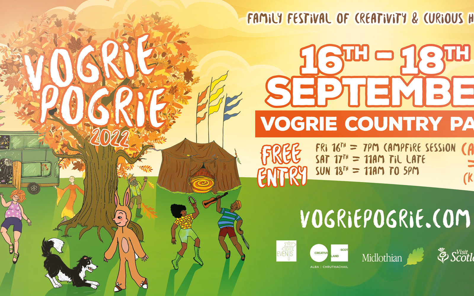VOGRIE POGRIE WEEKEND CAMPING 2022 (Including Fri: Campfire Session & Sat: Woodland Cabaret)