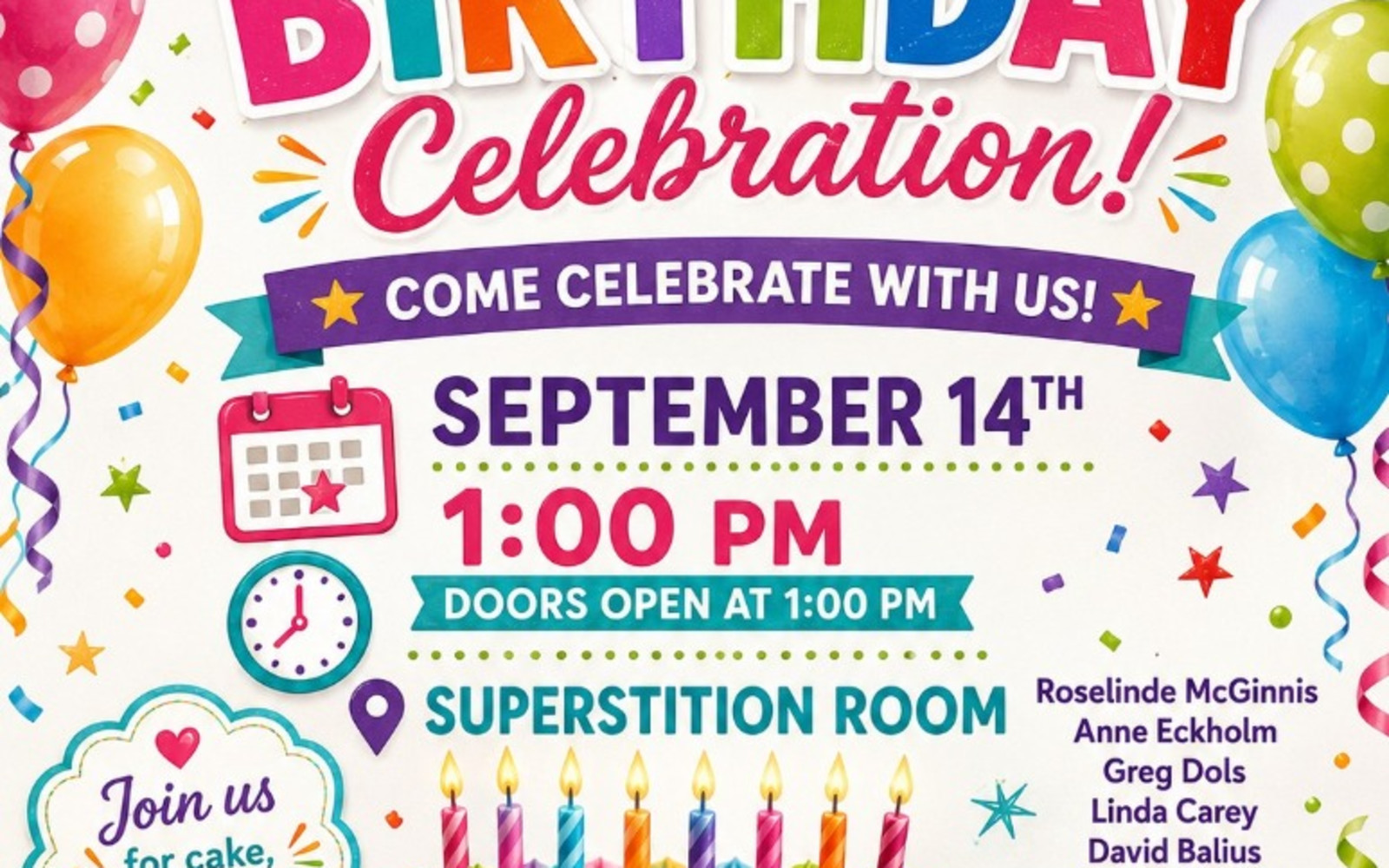 September Birthday Celebrations   ~ Superstition Room