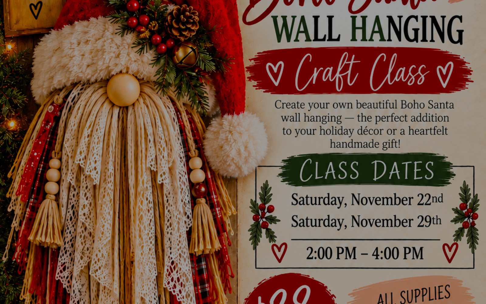poster for the boho turkey class