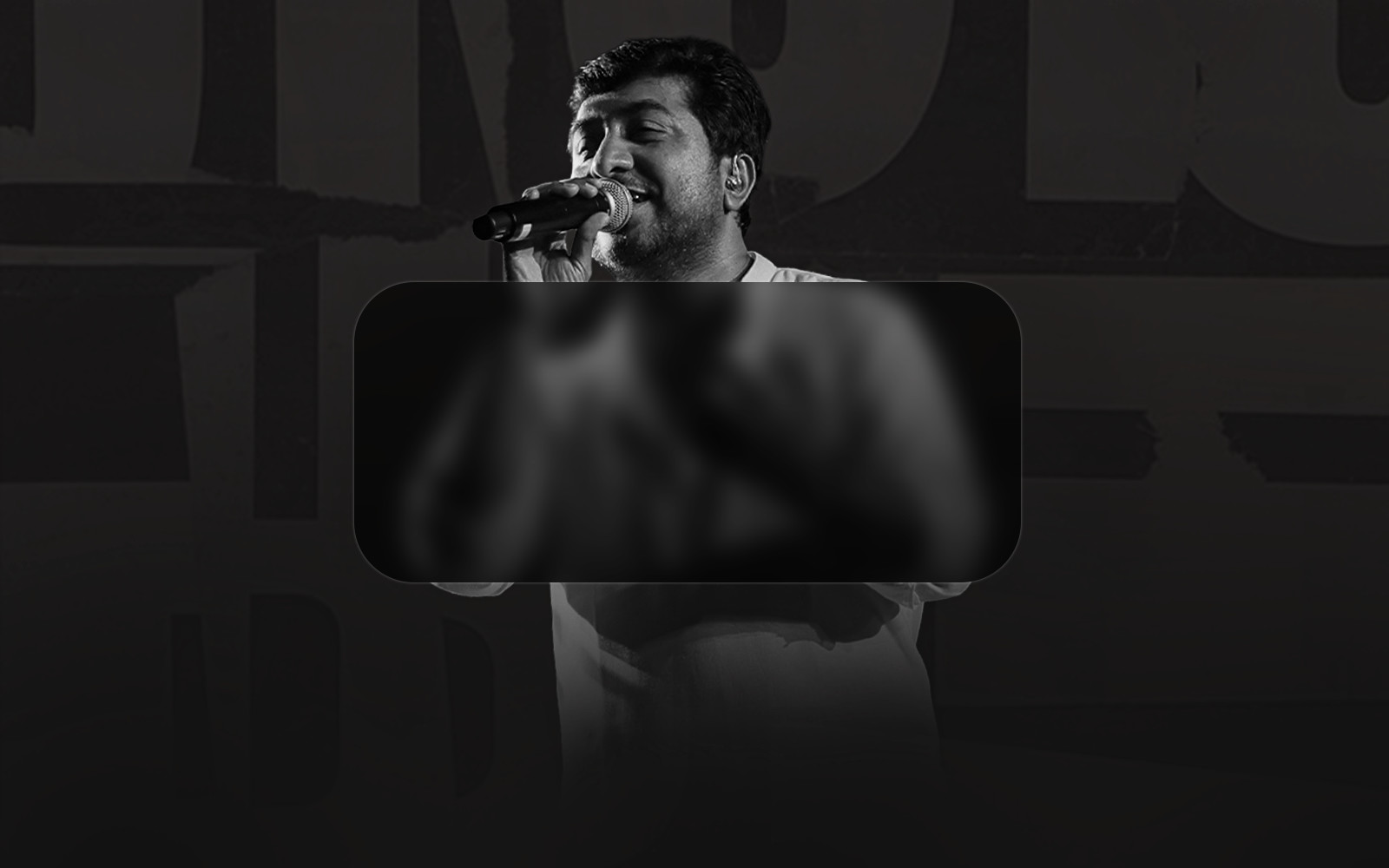 Image contains Actor/Musician Vineeth Sreenivasan in the poster in singing position with a microphone, with details of the venues in the UK