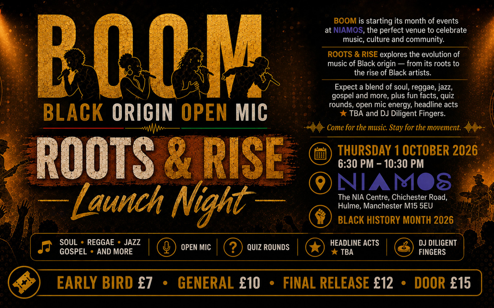 B.O.O.M! Launch Night - Roots & Rise 1st Oct