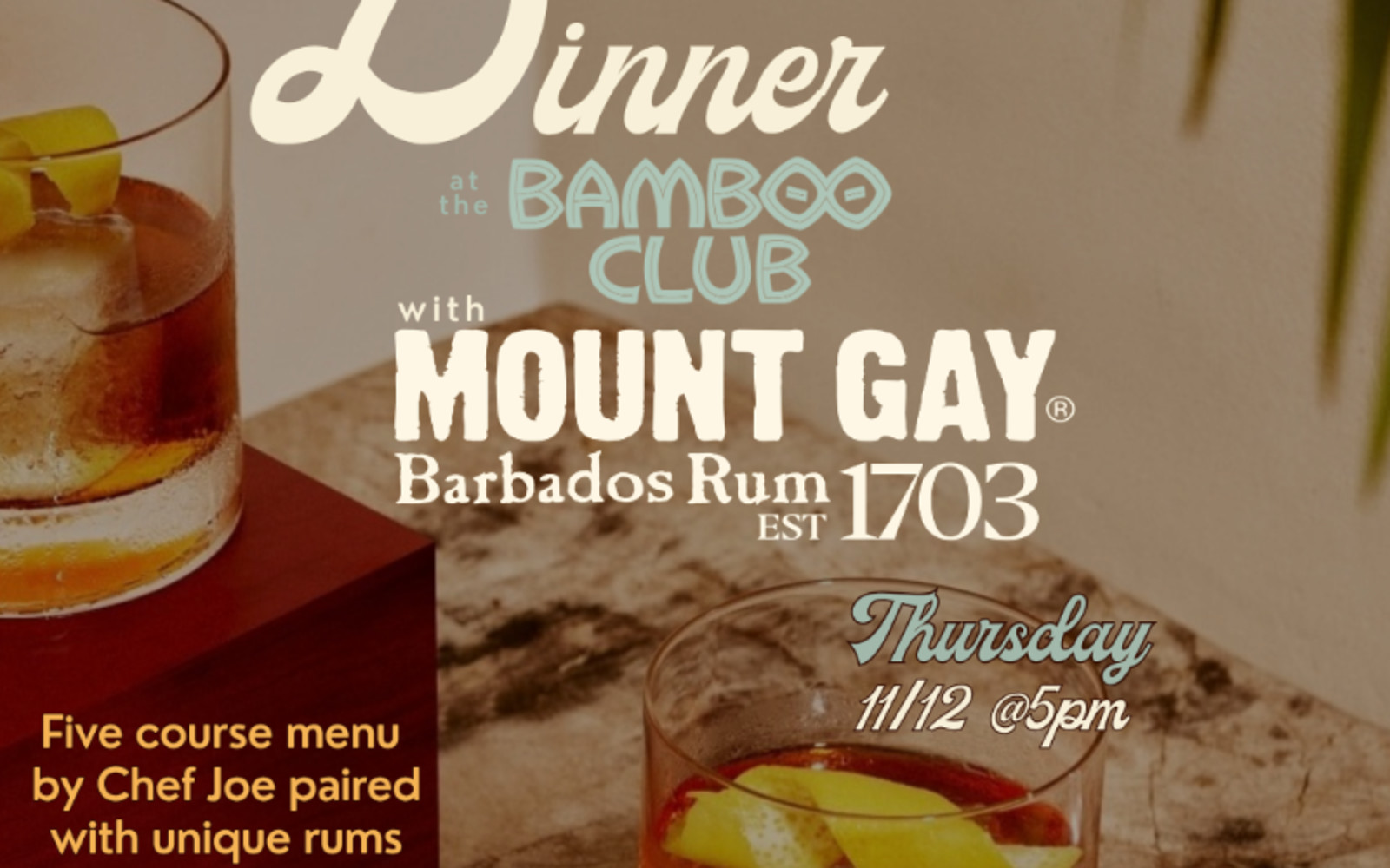 Rum Tasting Dinner with Mount Gay