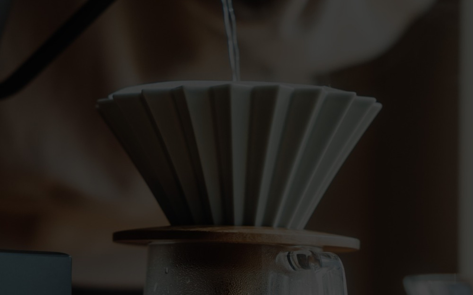 A pour over coffee set up with fresh brewed coffee
