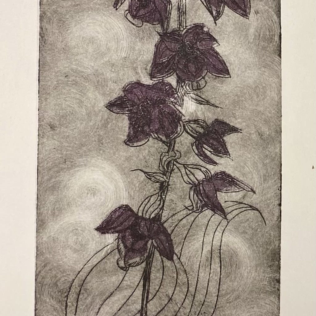etching of a flower