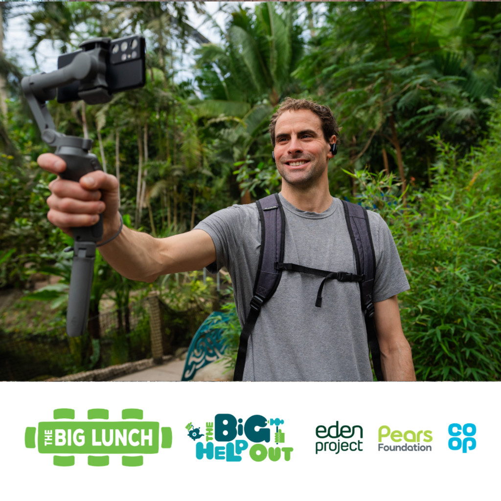 Education staff member recording previous live lesson Eden Project Biome