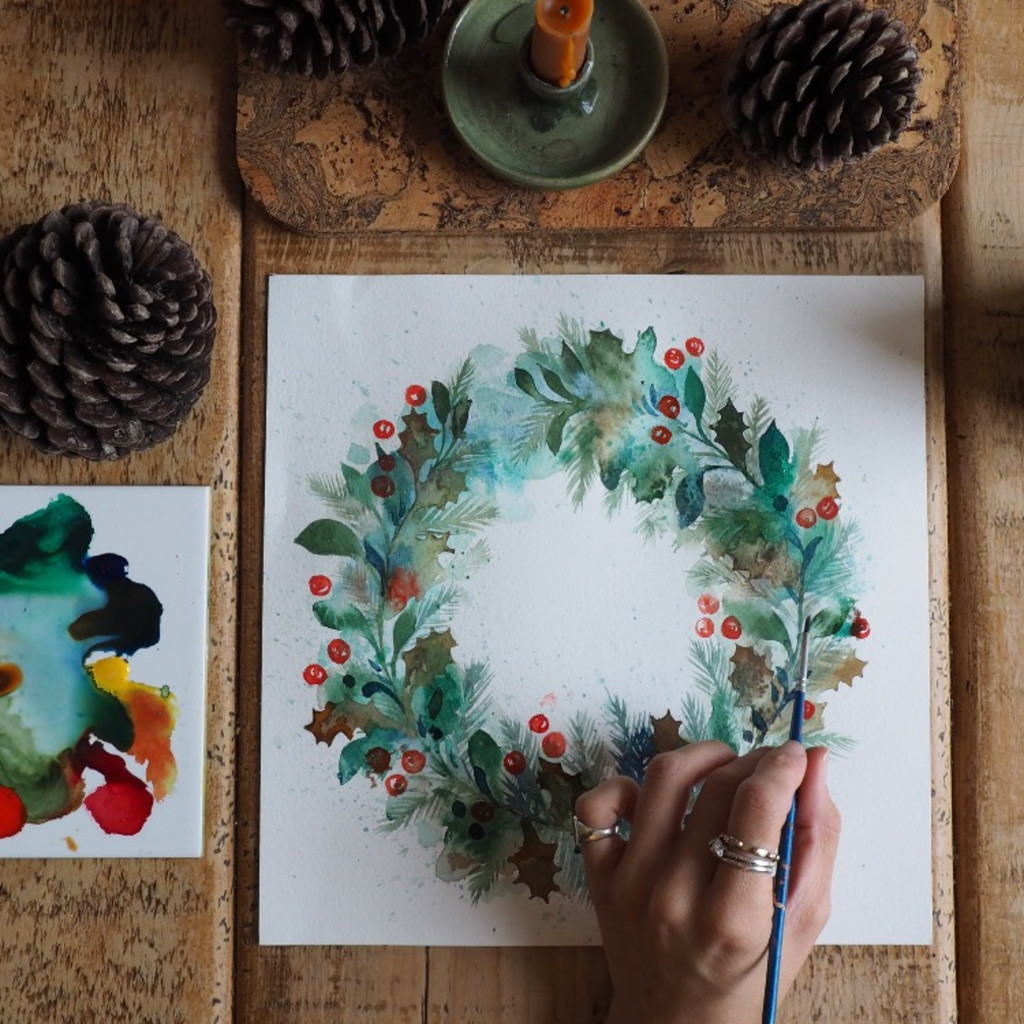Watercolour Christmas Wreath Workshop