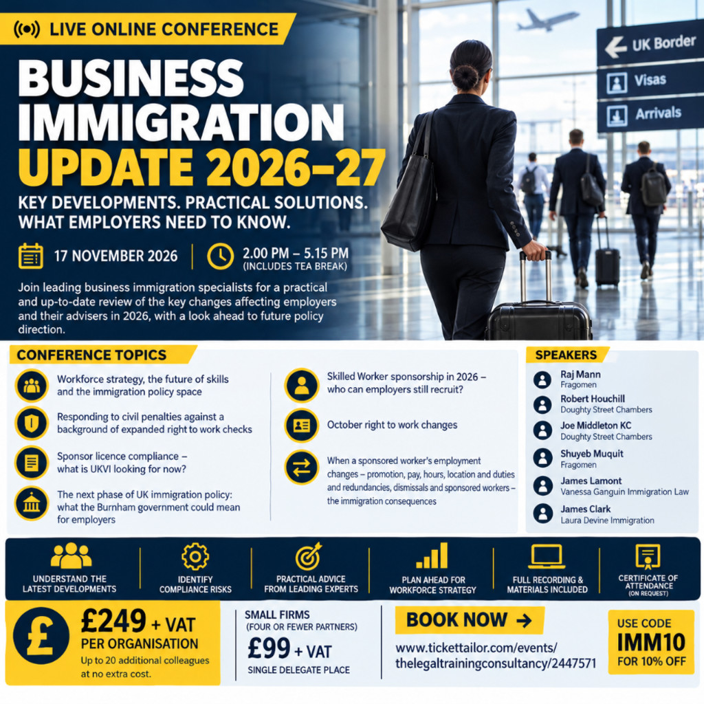 Business Immigration Update 2026-27. 17 November 2:00PM to 5:15PM