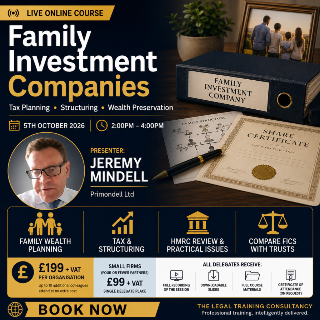 Family Investment Companies: A Live Online Course with Jeremy Mindell