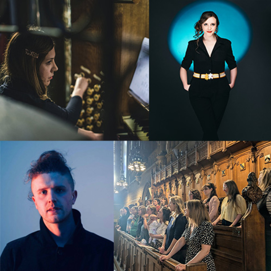 4 images of artists involved with the concert