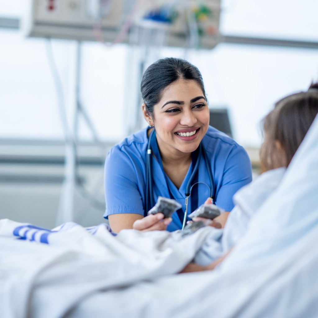 Medical professional talking to patient