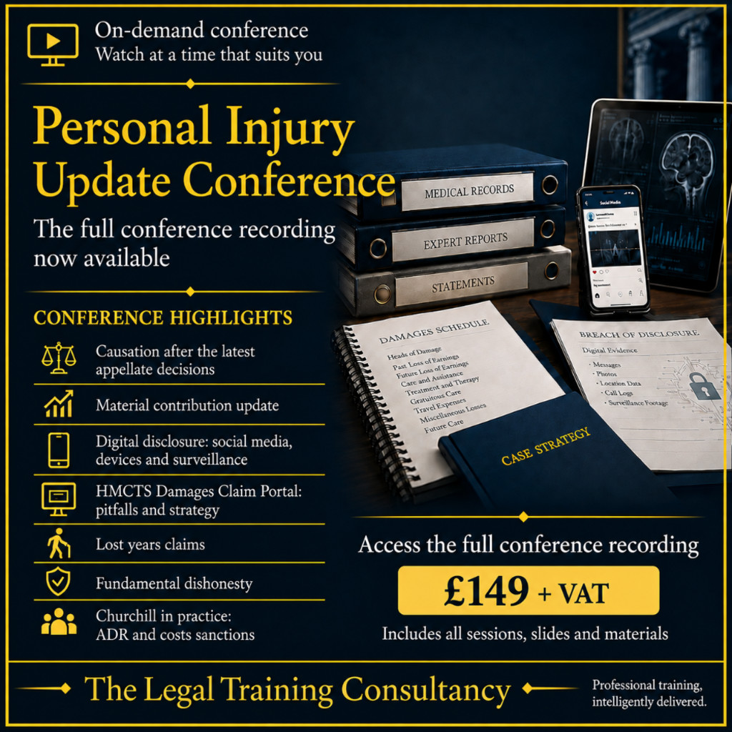 Annual Personal Injury Update 2026 - A  Recorded Online Conference.