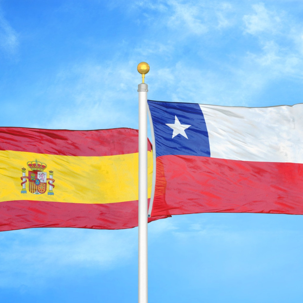 Flags of Spain and Chile
