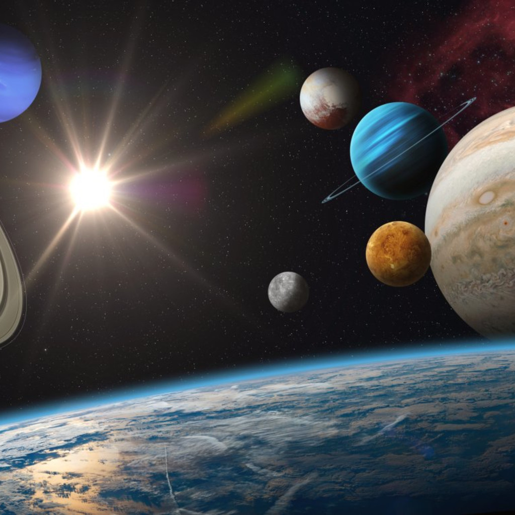 Illustration of the earth and planets