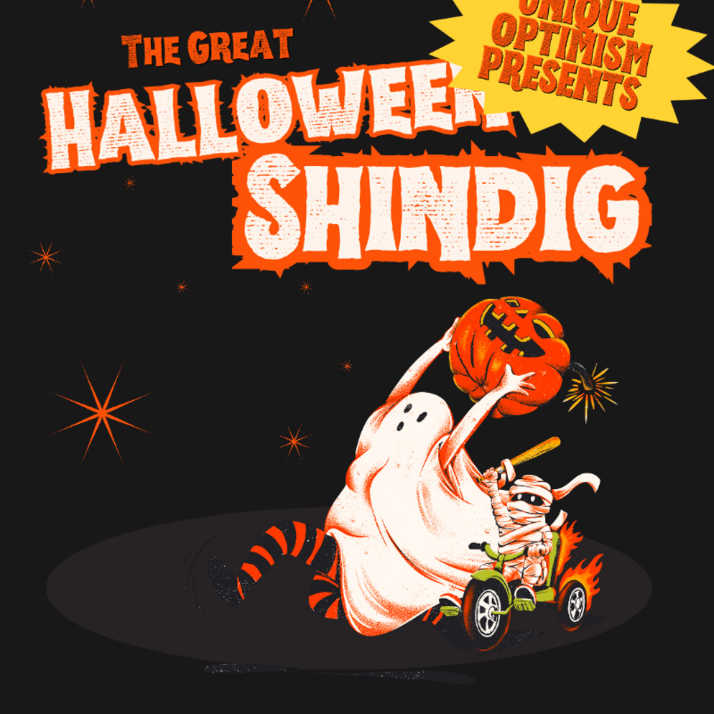 Halloween colours and text that says "the Great Halloween Shindig" by Unique Optimism