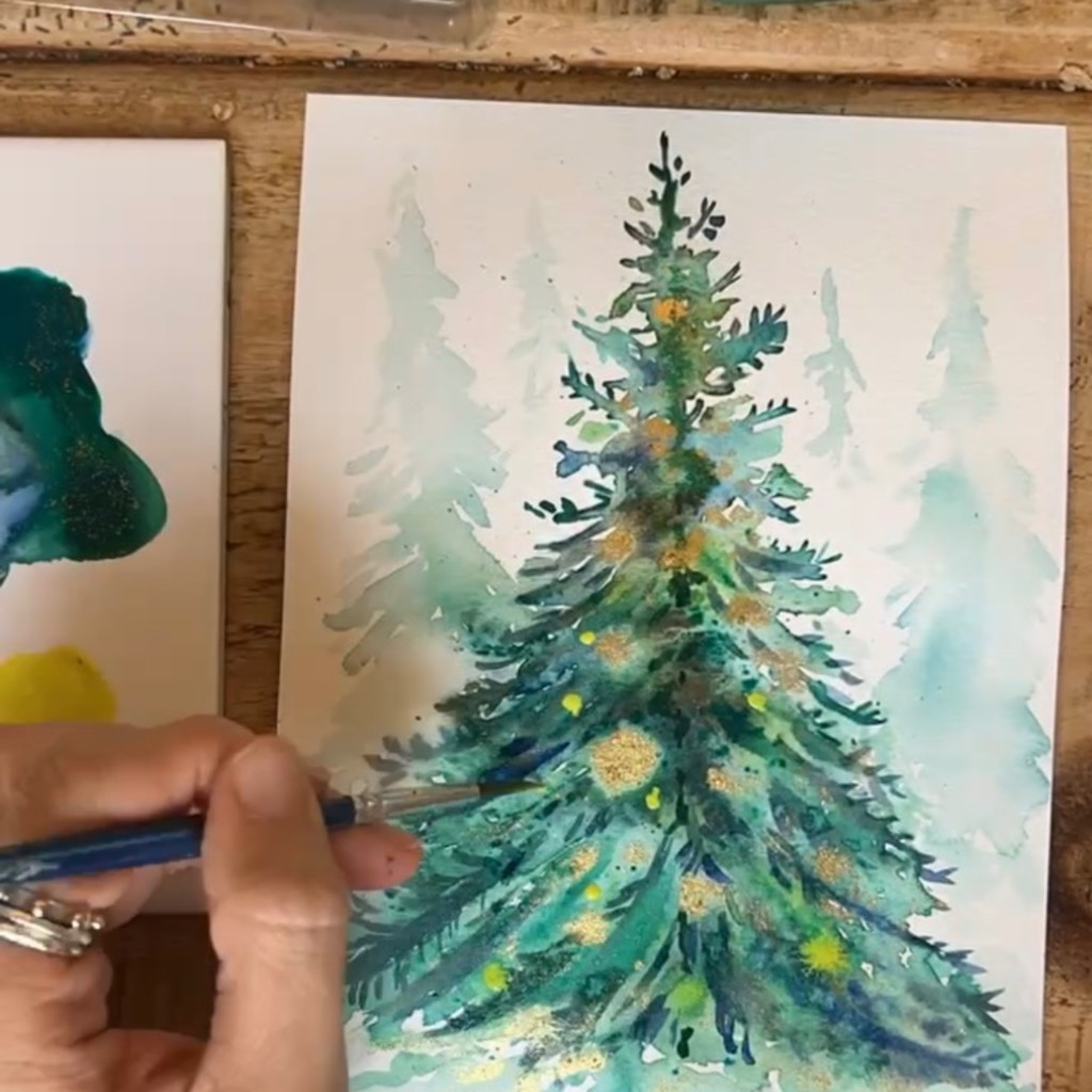 Watercolour Christmas Tree Cards