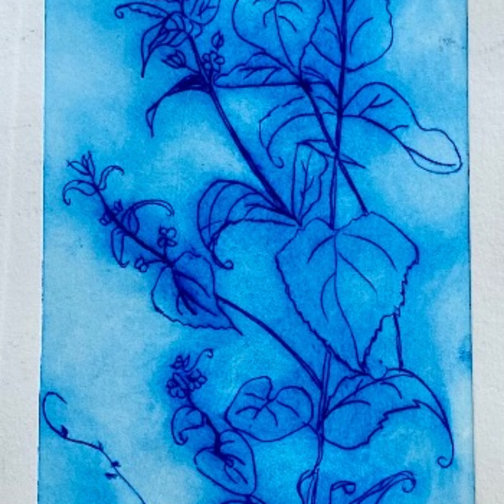 etching of a flower