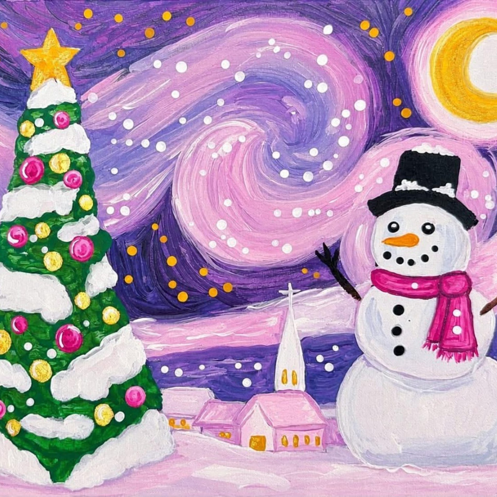 Starry Night Snowman Paint Party