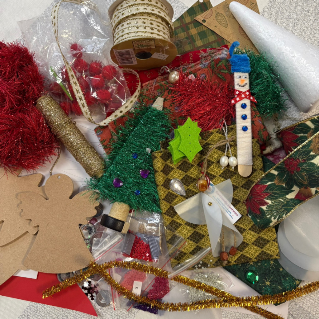A selection of materials to make eco friendly Christmas decorations