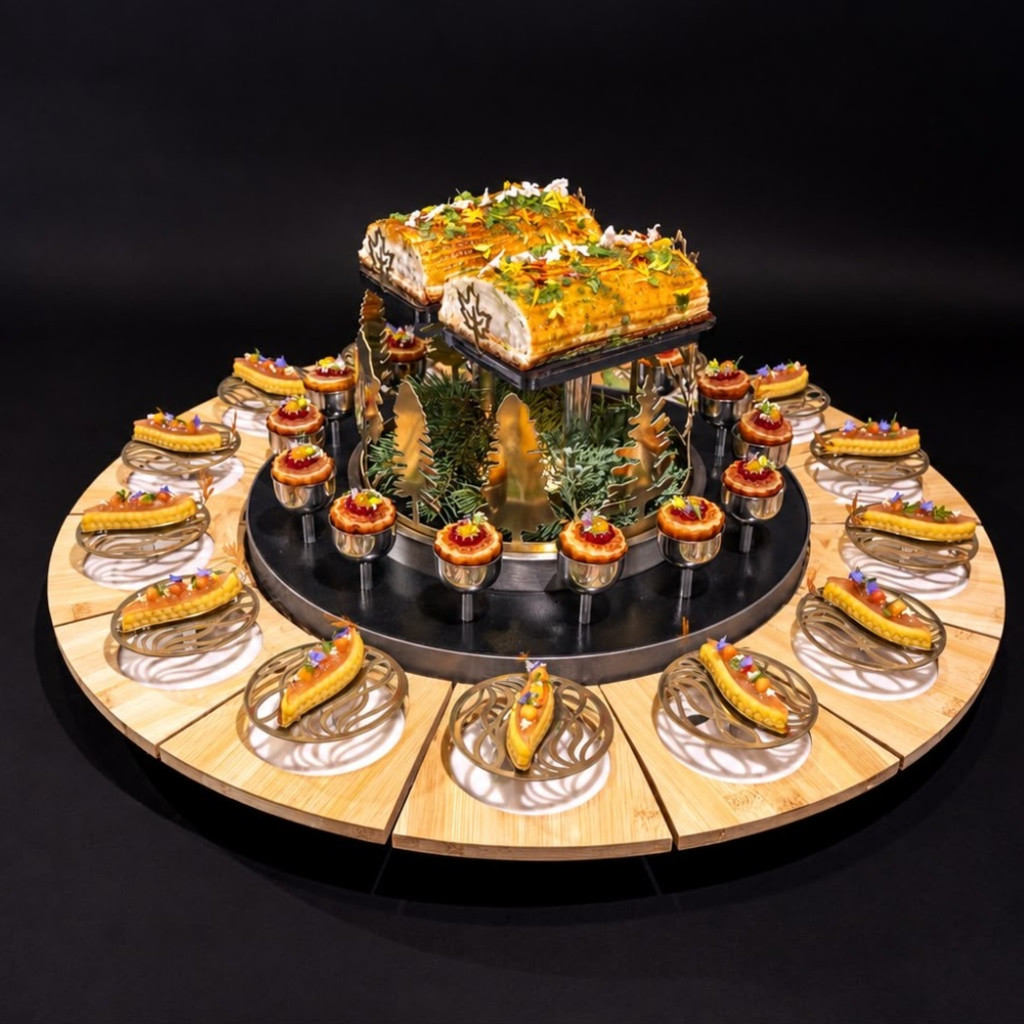 Culinary arts images of competition dishes and Chefs gathering.